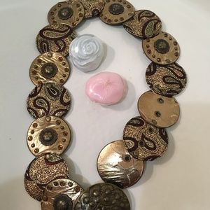 Belt Boho / Round Disc Gold Purple Metallic / S-M